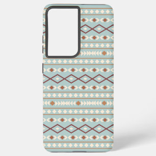 Aztec Shapes Pattern Rusts Cream Blauwgroen-Blue Samsung Galaxy Hoesje