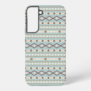 Aztec Shapes Pattern Rusts Cream Blauwgroen-Blue Samsung Galaxy Hoesje