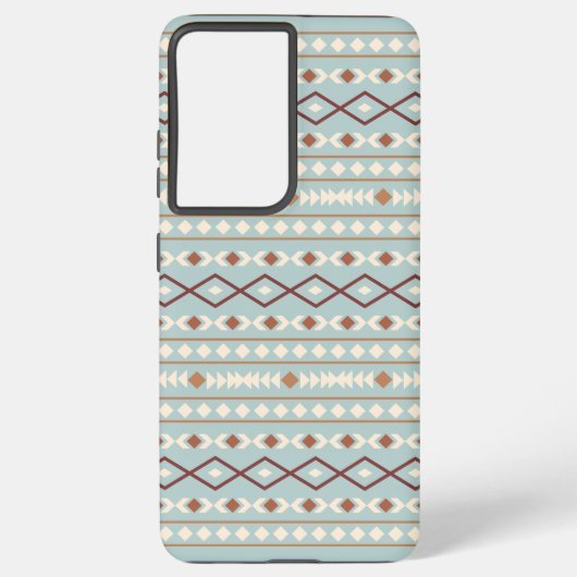 Aztec Shapes Pattern Rusts Cream Blauwgroen-Blue Samsung Galaxy Hoesje (Achterkant)