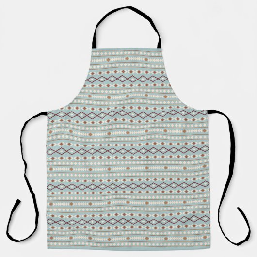 Aztec Shapes Pattern Rusts Cream Blauwgroen-Blue Schort (Voorkant)