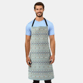 Aztec Shapes Pattern Rusts Cream Blauwgroen-Blue Schort (Gedragen)