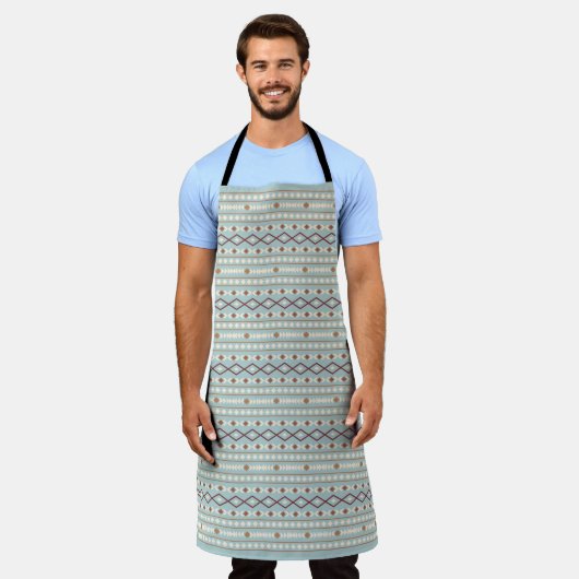 Aztec Shapes Pattern Rusts Cream Blauwgroen-Blue Schort (Gedragen)