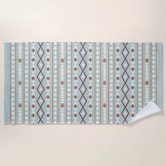 Aztec Shapes Pattern Rusts Cream Blauwgroen-Blue Strandlaken (Voorkant)