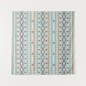 Aztec Shapes Pattern Rusts Cream Blauwgroen-Blue Wandkleed (Voorkant (horizontaal))