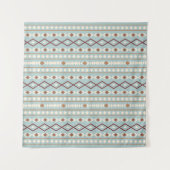 Aztec Shapes Pattern Rusts Cream Blauwgroen-Blue Wandkleed (Voorkant)