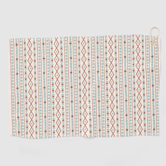 Aztec Shapes RPT Pattern Rust Blauwgroen Cream Golfhanddoek (Horizontaal)
