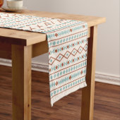 Aztec Shapes RPT Pattern Rust Blauwgroen Cream Korte Tafelloper (Voorbeeld)