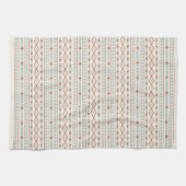 Aztec Shapes RPT Pattern Rust Blauwgroen Cream Theedoek (Horizontaal)