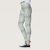 Aztec Shapes RPT Pattern Rusts Cream Blauwgroen-Bl Leggings (Links)