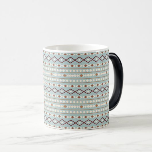 Aztec Shapes RPT Pattern Rusts Cream Blauwgroen-Bl Magische Mok (Voorkant rechts)