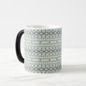 Aztec Shapes RPT Pattern Rusts Cream Blauwgroen-Bl Magische Mok (Voorkant links)