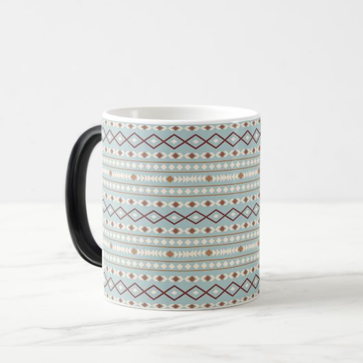 Aztec Shapes RPT Pattern Rusts Cream Blauwgroen-Bl Magische Mok (Voorkant links)
