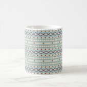 Aztec Shapes RPT Pattern Rusts Cream Blauwgroen-Bl Magische Mok (Center)