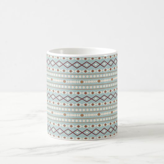 Aztec Shapes RPT Pattern Rusts Cream Blauwgroen-Bl Magische Mok (Center)