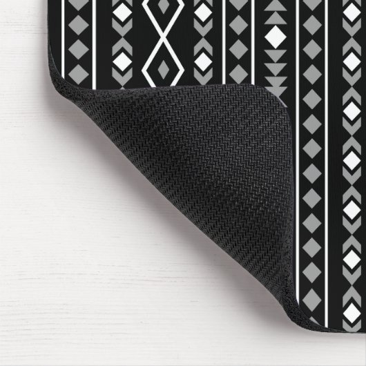 Aztec Shapes V Pattern Grijs Wit Zwart Muismat (Hoek)