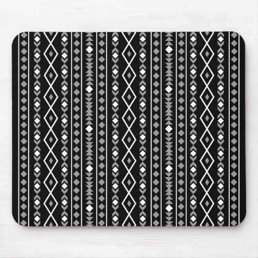 Aztec Shapes V Pattern Grijs Wit Zwart Muismat (Voorkant)