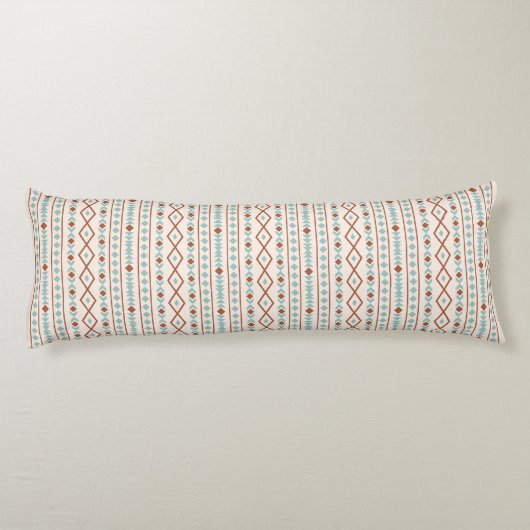 Aztec Shapes V Pattern Rust Blauwgroen Cream Lichaamskussen (Achterkant)