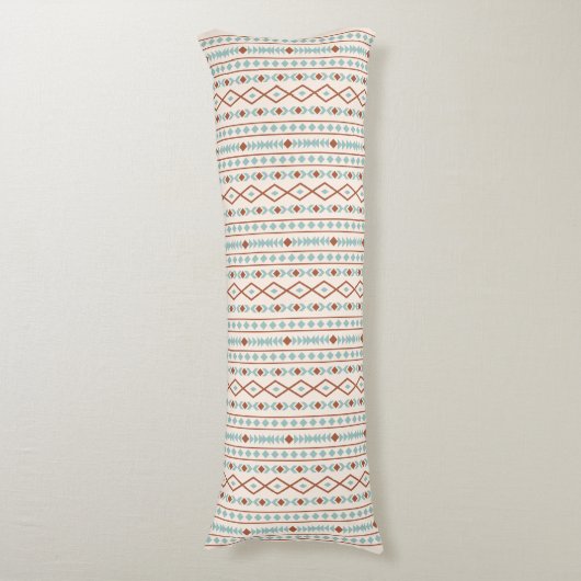 Aztec Shapes V Pattern Rust Blauwgroen Cream Lichaamskussen (Voorkant Verticaal)