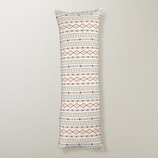 Aztec Shapes V Pattern Rust Blauwgroen Cream Lichaamskussen (Achterkant (Verticaal))