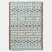 Aztec Shapes V Pattern Rusts Cream Blauwgroen-Blue Deken (Voorkant Verticaal)