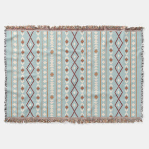 Aztec Shapes V Pattern Rusts Cream Blauwgroen-Blue Deken