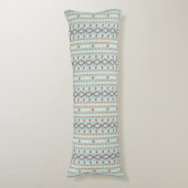 Aztec Shapes V Pattern Rusts Cream Blauwgroen-Blue Lichaamskussen (Voorkant Verticaal)