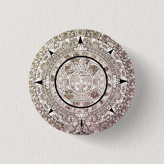 Aztec Solar Disk Calendar Ronde Button 3,2 Cm (Voorkant)