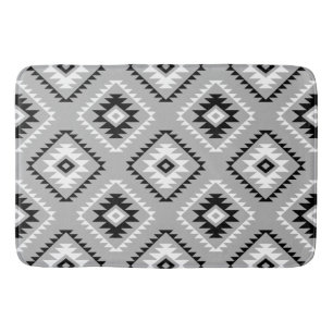 Aztec stijl motief patroon zwart wit grijs badmat