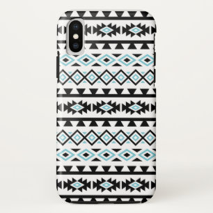 Aztec stileerde Groot Patroon II Zwart Blauw Wit iPhone X Hoesje