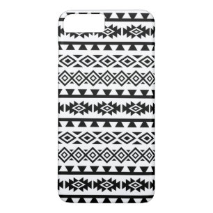 Aztec stileerde Groot Patroon II Zwarte op Wit iPhone 8 Plus / 7 Plus Hoesje