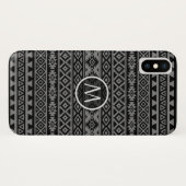 Aztec stileerde Ptn Blk & Grijze Case-Mate iPhone Case (Achterkant (horizontaal))
