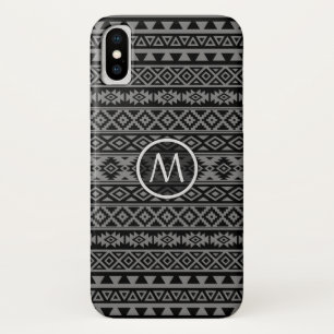 Aztec stileerde Ptn Blk & Grijze iPhone X Hoesje
