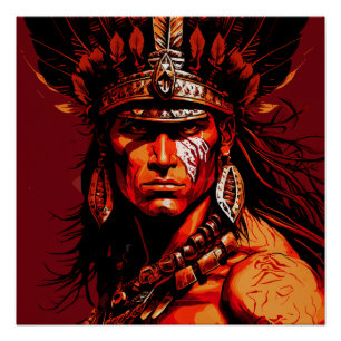 Aztec-strijder, Aztec-cultuur, Mayaanse cultuur Perfect Poster