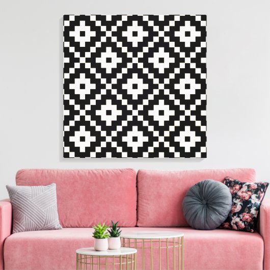 Aztec Style Block Print - Zwart en Crème (Insitu (Woonkamer))
