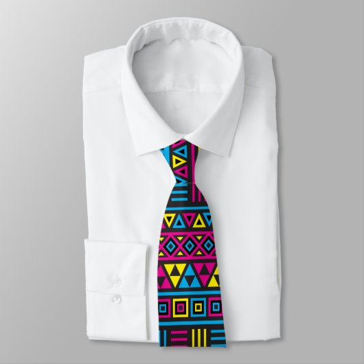 Aztec Style Herhaal patroon - CMY en zwart Stropdas (Gebonden)