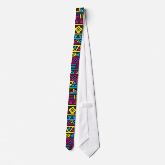 Aztec Style Herhaal patroon - CMY en zwart Stropdas (Achterkant)