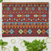 Aztec Style Herhaal PTN - Oranje Geel Rood en Zwar Theedoek (Gevouwen)