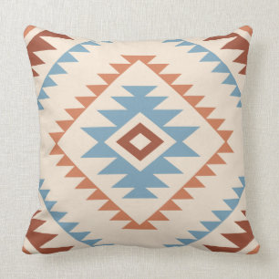 Aztec Style Motif Lg Pattern Blue Crm Terracottas Kussen