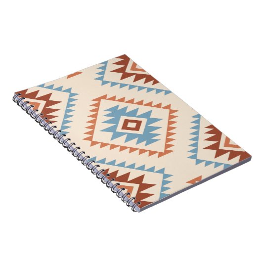 Aztec Style Motif Lg Pattern Blue Crm Terracottas Notitieboek (Rechterzijde)