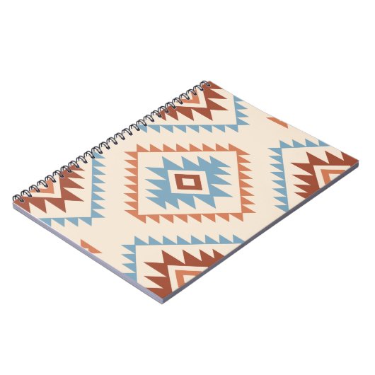 Aztec Style Motif Lg Pattern Blue Crm Terracottas Notitieboek (Linkerzijde)
