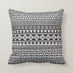 Aztec Style Pattern - Monochrome Kussen
