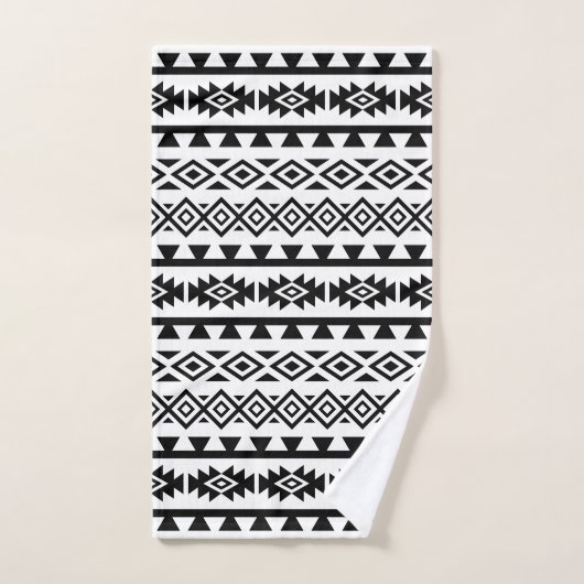 Aztec stylized Pattern II Black op White Bad Handdoek (Handdoek)