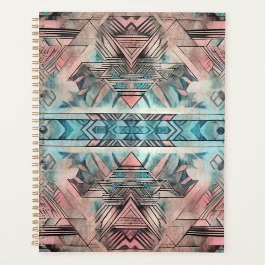 Aztec Sud-Ouest Pastel Rose Et Bleu (Devant)