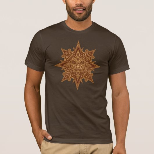 Aztec Sun Mask (gouden bruin) T-shirt (Voorkant)