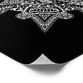 Aztec Sun Mask White op Black Poster (Hoek)