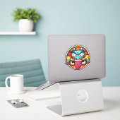 Aztec Sun Sticker (Laptop op bureau)