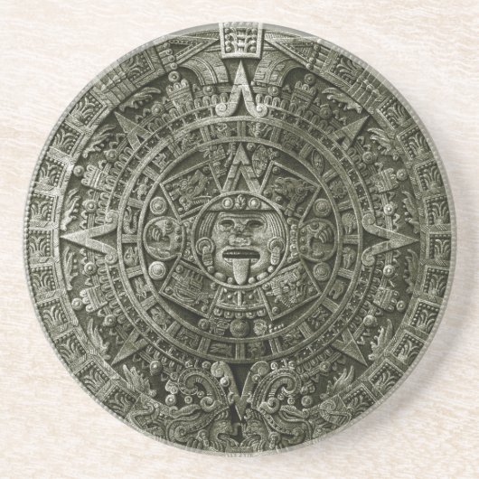 Aztec Sun Stone Zodiac Calendar Zandsteen Onderzetter (Voorkant)