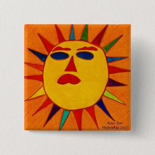 Aztec Sun Vierkante Button 5,1 Cm (Voorkant)