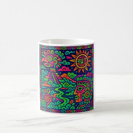 Aztec Sunrise - Neon Mayan Mug (Centre)