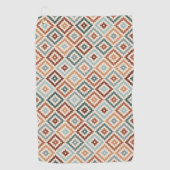 Aztec Symbol Block Big Pattern Teals Rusts Cream Golfhanddoek (Voorkant)